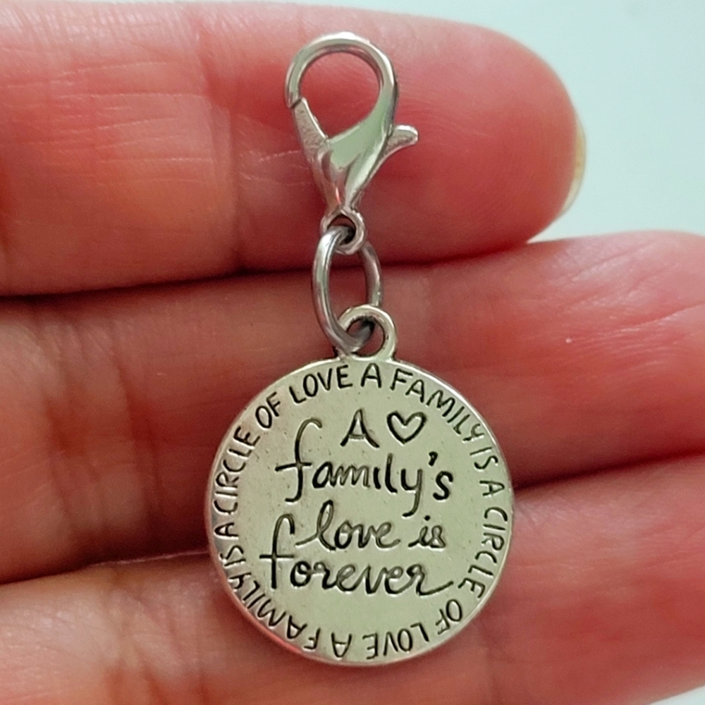 FAMILY LOVE PLANNER CHARM CLIPON SILVER ZIPPER